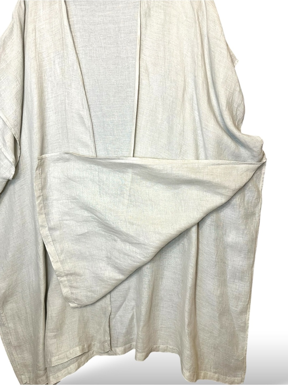 Cynthia Rowley Natural Linen Open-Front Layer, Swim Suit Cover Up - Picture 4 of 7